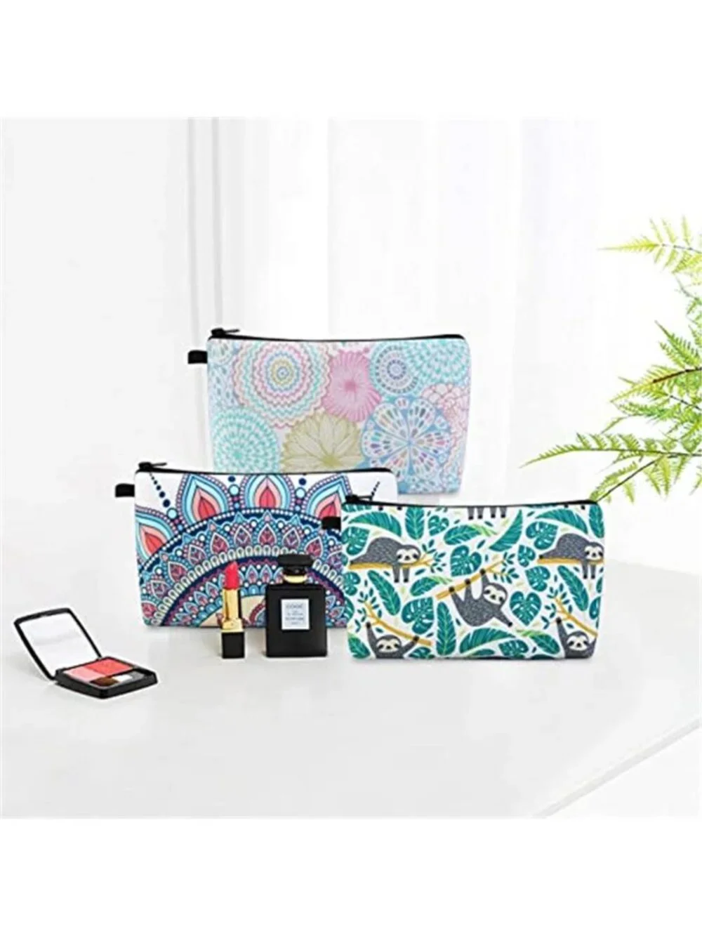 Makeup Bag 3 Styles Portable Travel Cosmetic Bag for Women Flower
